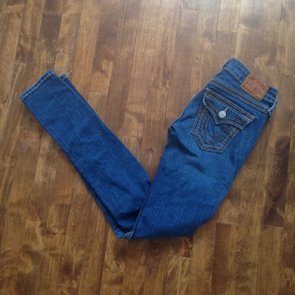 True Religion - Julie Big QT Skinny Blue Jeans - Picture 1 of 11